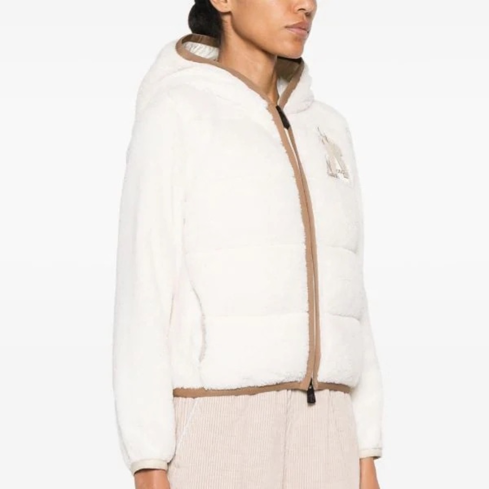 Moncler Hooded Fleece Cropped Jacket